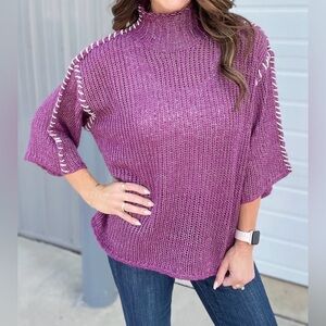 Easel Women's Plum Knit Turtleneck Sweater